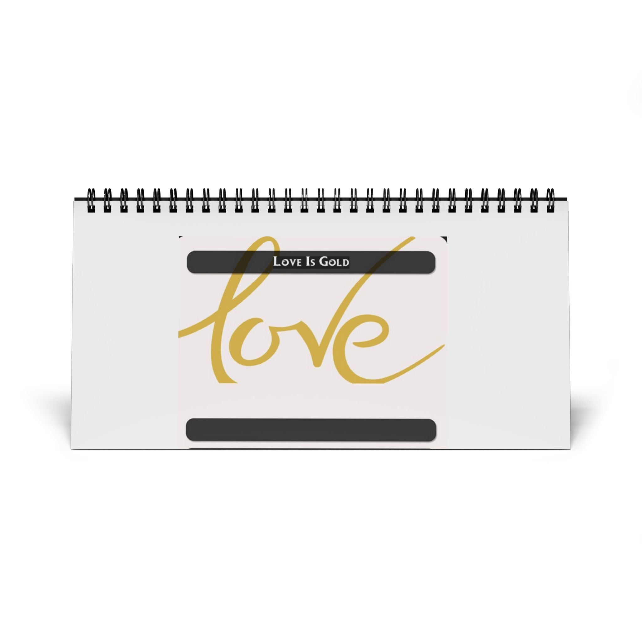 Love Is Gold Desktop Calendar — 2026 Minimal Desk Calendar (Grid Dates)