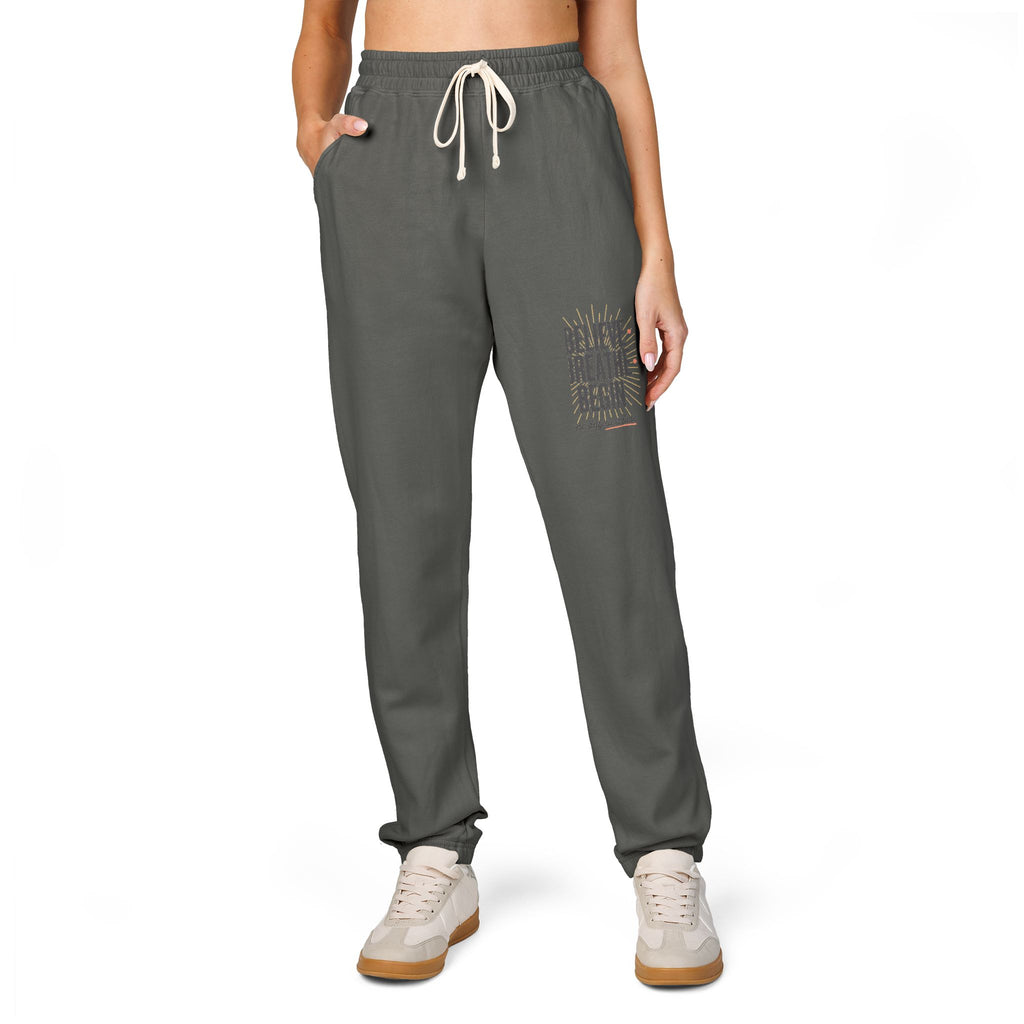 Cozy Vintage Graphic Sweatpants — 'Good Vibes Only' Pocket Print