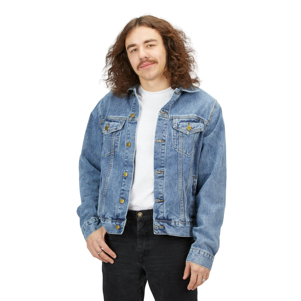 Men's Denim Jacket — 'Believe Breathe Begin' Embroidered Back Jean Jacket