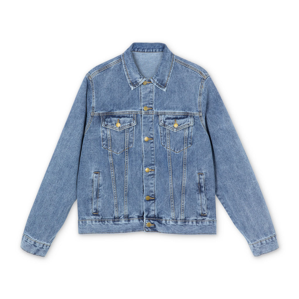 Men's Denim Jacket — 'Believe Breathe Begin' Embroidered Back Jean Jacket