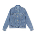 Men's Denim Jacket — 'Believe Breathe Begin' Embroidered Back Jean Jacket