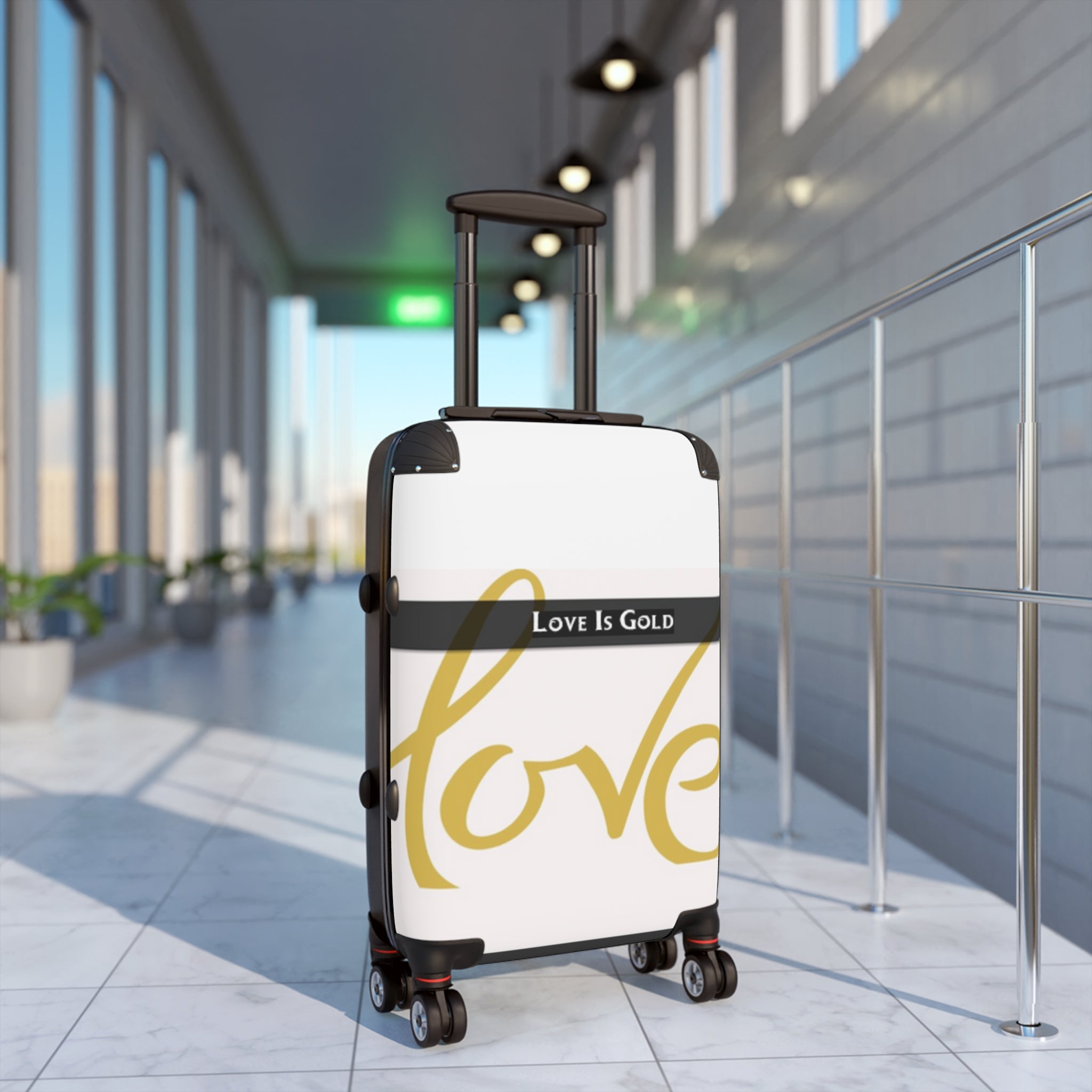 Love Is Gold Carry-On Suitcase – White & Gold Romantic Travel Luggage