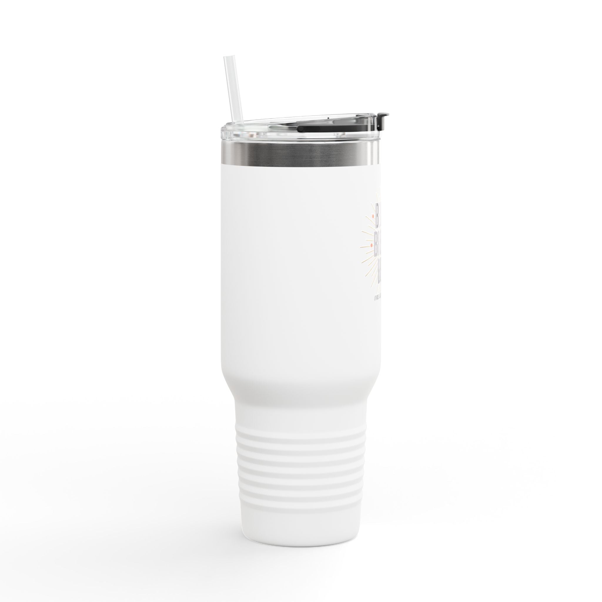 40oz Insulated Travel Mug — "Believe Breathe Begin" Motivational Tumbler with Straw