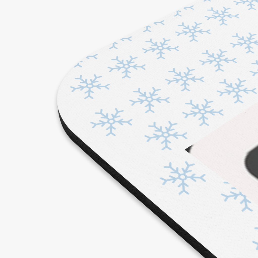 Love Is Gold Rectangle Mouse Pad — Warm Gold Script with Snowflake Accent