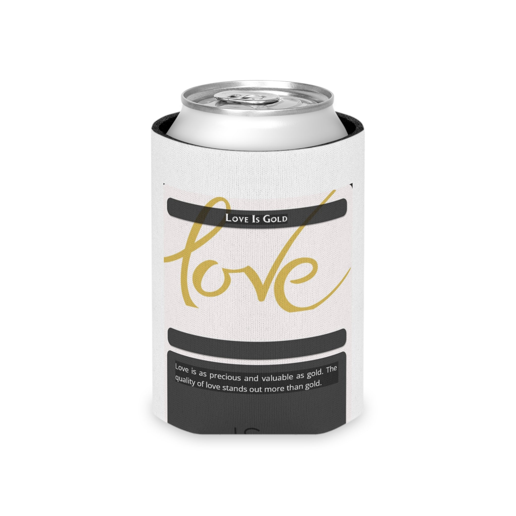 Can Cooler — 'Love Is Gold' Decorative Beverage Koozie