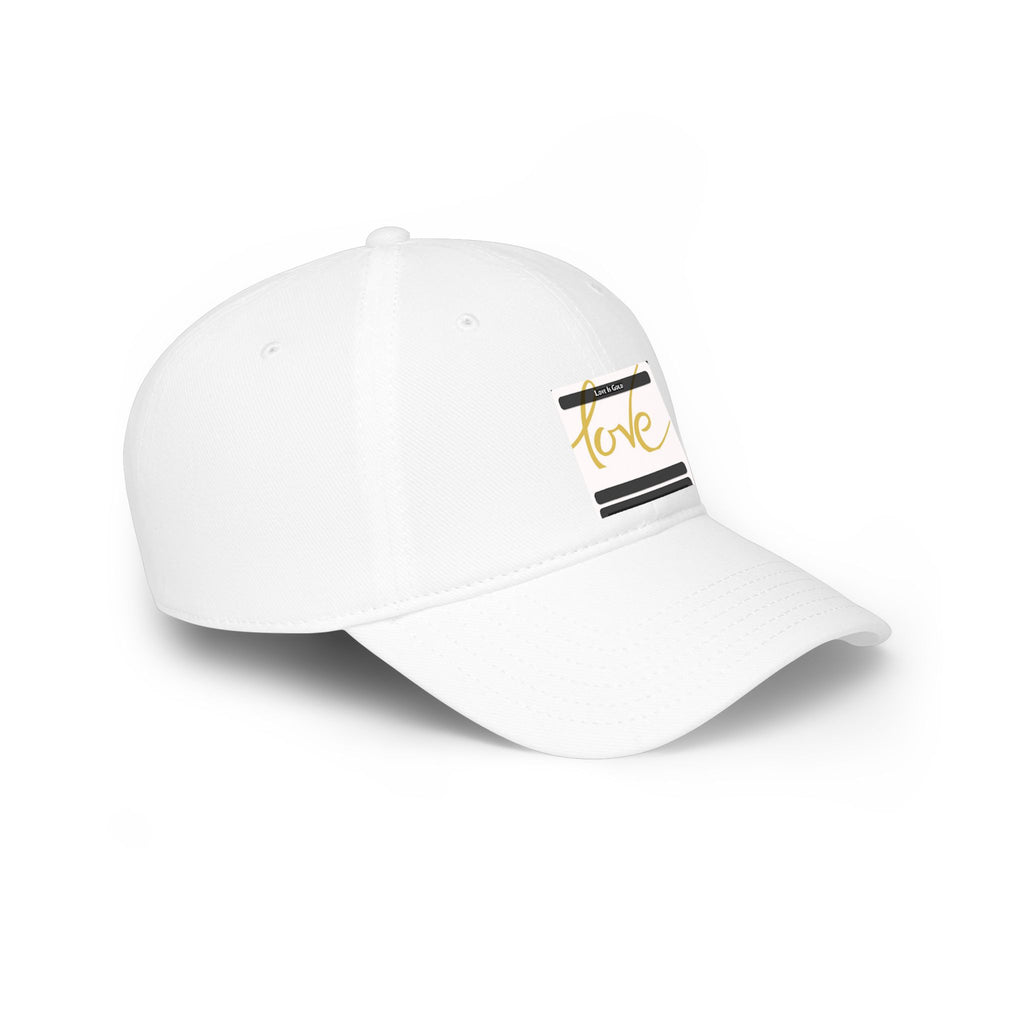 Love Script Low Profile Baseball Cap — Minimalist Gold & Black Accent Hat