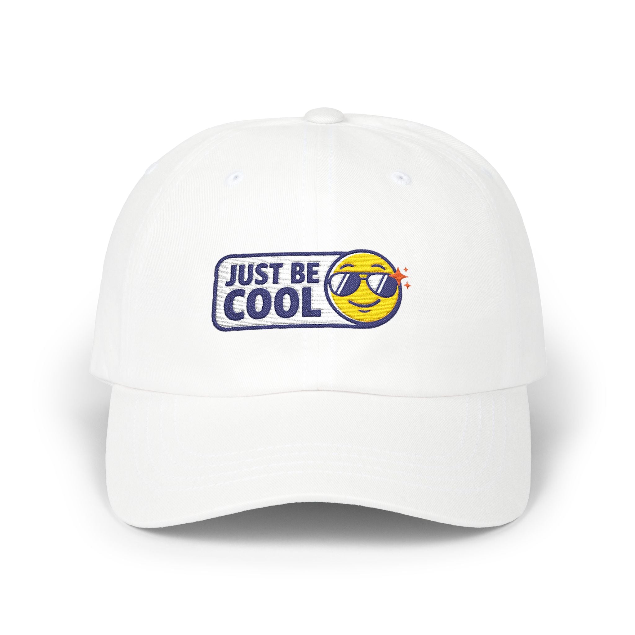 Dad Cap — "Just Be Cool" Embroidered Smiley Hat