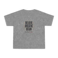 Believe Breathe Begin Mineral-Wash T-Shirt — Inspirational Sunrise Adventure Tee